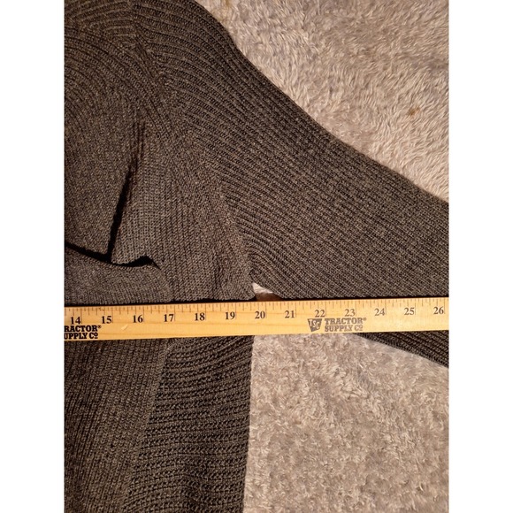 Tahari Womens Charcoal Gray 100% Merino Wool Open Front Cardigan Sweater Large - Picture 7 of 12